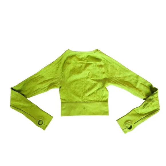 JoyLab Cropped Fit Tee Women Size XS Pear Green Long Sleeve Round Neck Pullover - Picture 2 of 6